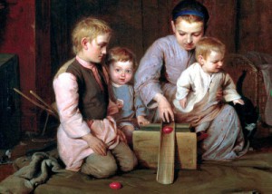 «Дети, катающие пасхальные яйца», 1855 г.